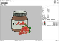 Nutella Strawberry Embroidery File 6 sizes