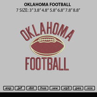 Oklahoma Footbsll Embroidery File 6 sizes