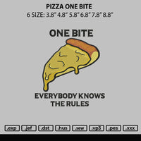 Pizza One Bite Embroidery File 6 Sizes