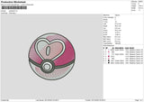 Pokeball Love Embroidery File 6 sizes