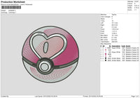 Pokeball Love Embroidery File 6 sizes