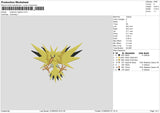 Pokemon Zapdos Embroidery File 6 sizes