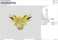 Pokemon Zapdos Embroidery File 6 sizes