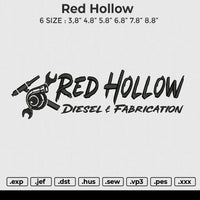 Red Hollow Embroidery File 6 size