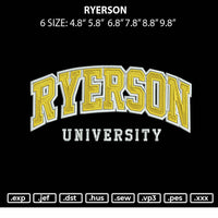 Ryerson Embroidery File 6 sizes