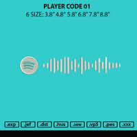 Player Code 01 Embroidery File 6 sizes