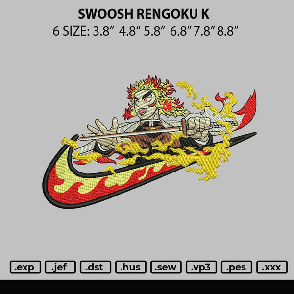 Swoosh Rengoku K Embroidery File 6 sizes