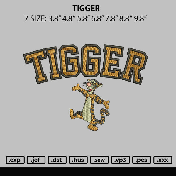 Tigger Embroidery File 6 sizes